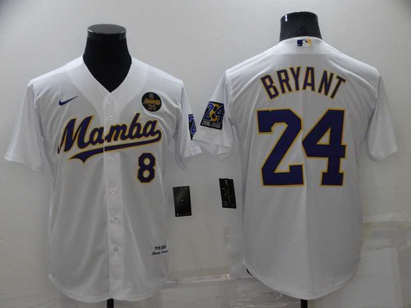 Los Angeles Lakers #8 #24 Kobe Bryant Mamba White Men's Stitched Cool Base Nike Baseball Jersey,We sell and wholesale Los Angeles Lakers #8 #24 Kobe Bryant Mamba White Men's Stitched Cool Base Nike Baseball Jersey on line form chian!